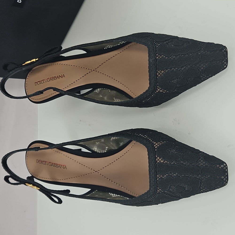 NWT! Dolce & Gabbana Pizzo Leo Lace 65MM Slingback Pumps Size 9 - Picture 5 of 16